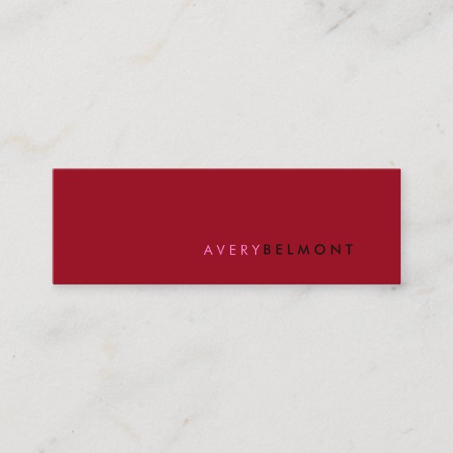 Professional Modern Simple Red  Minimalist Mini Business Card (Front)