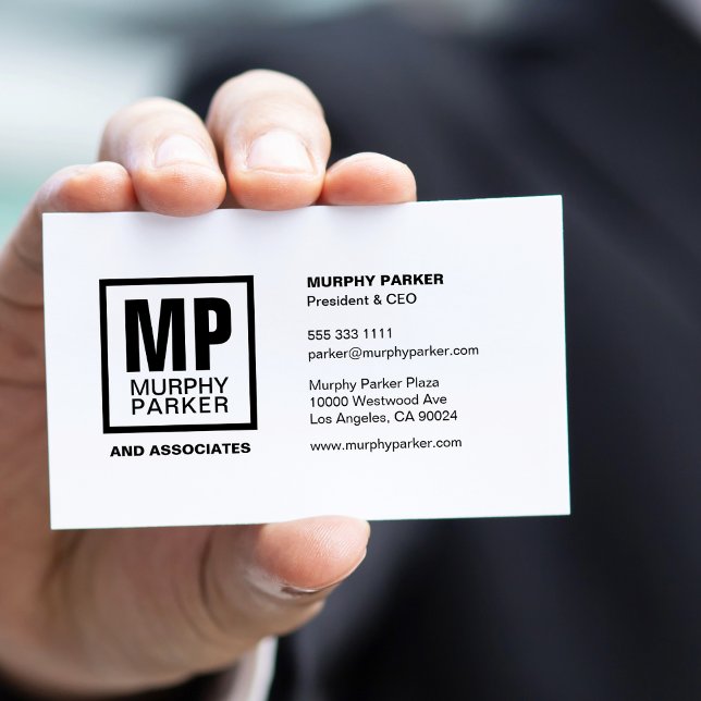 Professional Modern Simple Square Monogram Logo Business Card (Creator Uploaded)