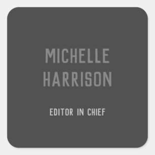 Professional Modern Simple Stylish Black Grey Square Sticker