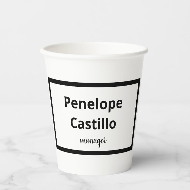 Professional Modern Simple Stylish Black & White Paper Cups (Front)