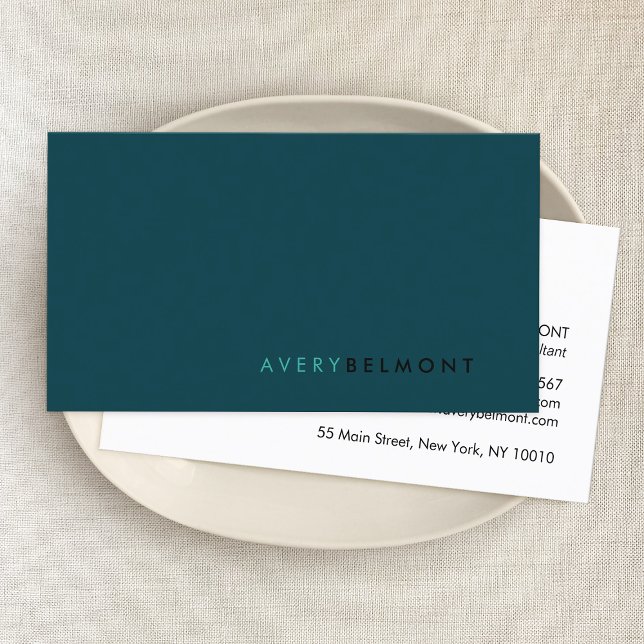 Professional Modern Simple Teal Green Minimalist Business Card (Creator Uploaded)