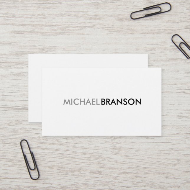 Professional Modern Simple WHITE Minimalist Business Card (Front/Back In Situ)