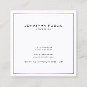 Professional Modern Sleek Plain Gold Look Trendy Square Business Card