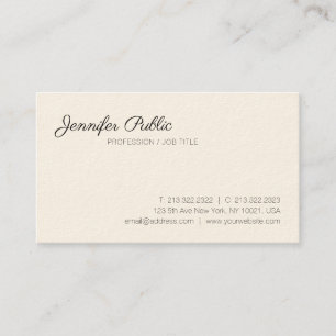 Professional Modern Stylish Chic White Sleek Plain Business Card