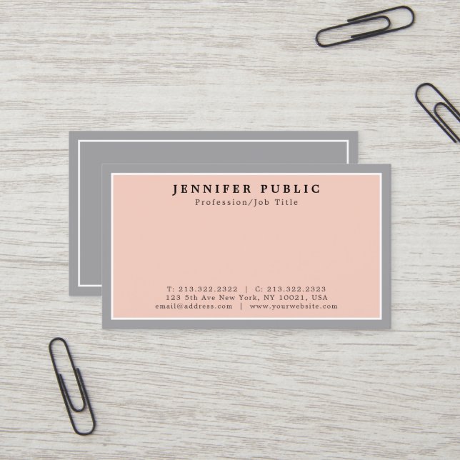 Professional Modern Stylish Simple Plain Business Card (Front/Back In Situ)