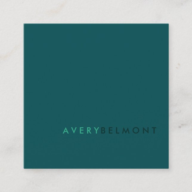 Professional Modern Teal Minimalist Square Square Business Card (Front)