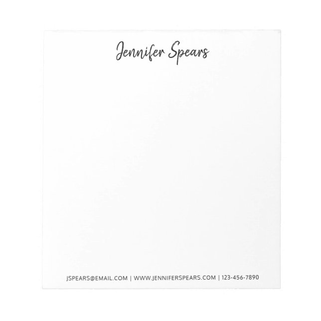Professional Modern Trendy Classic Black Script Notepad (Front)