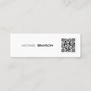 Professional Modern white Black Minimalist QR CODE Mini Business Card