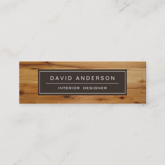 Professional Modern Wood Grain Look - Compact Mini Business Card (Front)