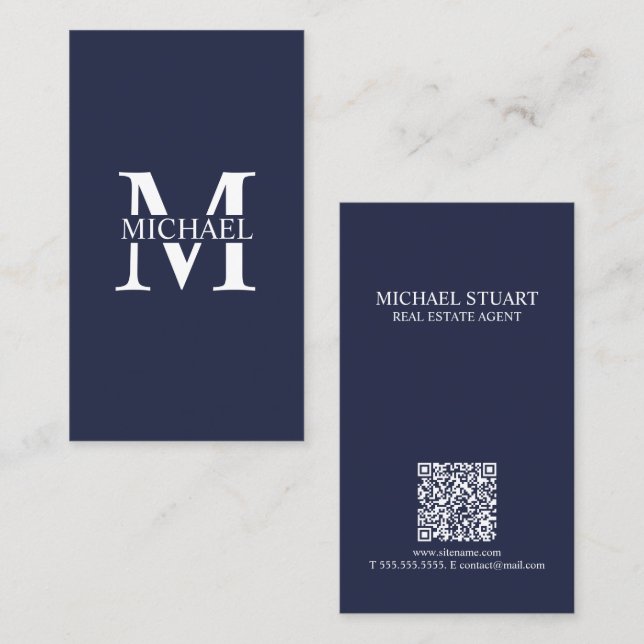 Professional Monogram and Name Business Card (Front/Back)
