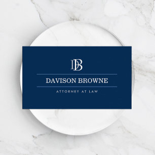 Professional Monogram Attorney, Lawyer Blue Business Card