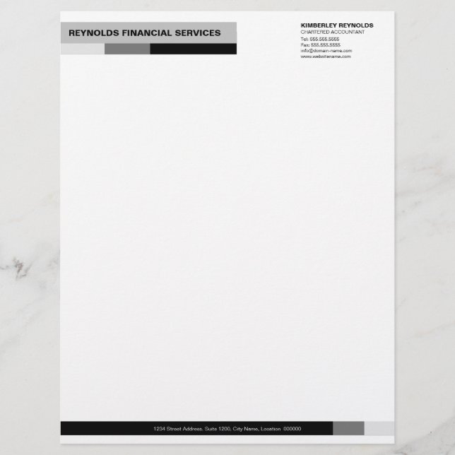 Professional Monogram Black Grey Business Letterhe Letterhead (Front)