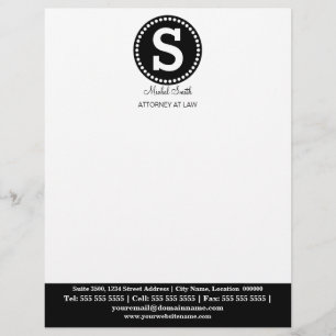 Professional Monogram Black Letterhead