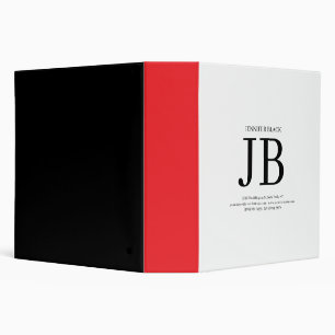 Professional Monogram Black Red White Binder