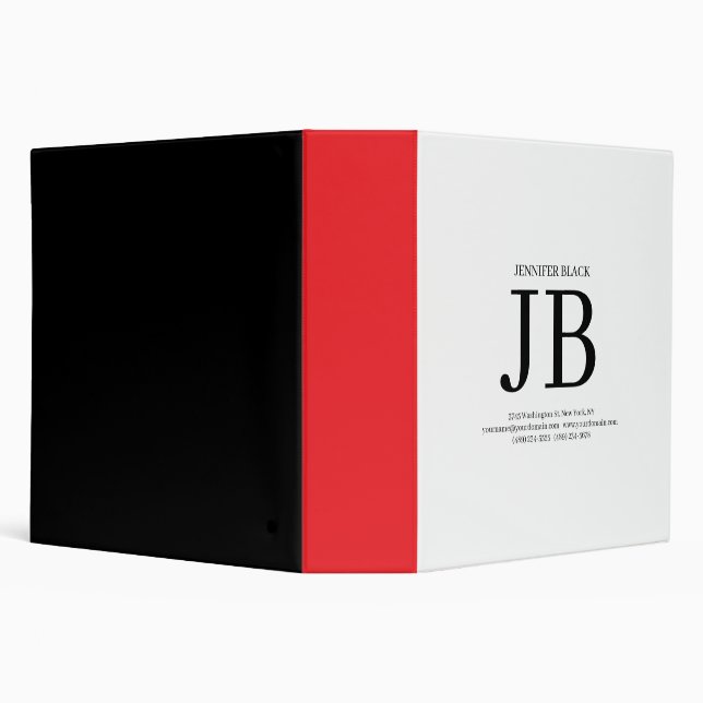 Professional Monogram Black Red White Binder (Background)