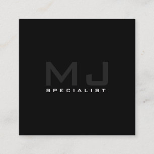 Professional Monogram Black Square Business Card
