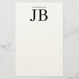 Professional Monogram Black White Stationery