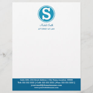 Professional Monogram Blue Letterhead