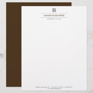 Professional Monogram Brown on White Letterhead