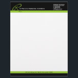 Professional Monogram Business Letterhead<br><div class="desc">© 2012 Socialite Designs. Professional business letterhead design incorporates a two-colour header and footer,  and a dark green header monogram.  Our design matches the Professional Monogram business cards.</div>