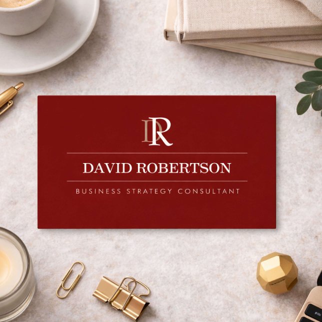 Professional Monogram Consultant Deep Red Business Card (Creator Uploaded)