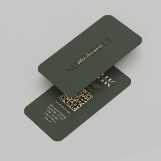 Professional Monogram Dark Green Gold Modern Business Card