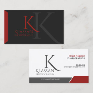 Professional Monogram Dark Grey and Red Business Card