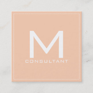 Professional Monogram Elegant Modern Apricot Square Business Card