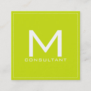 Professional Monogram Elegant Modern Bitter Lemon Square Business Card