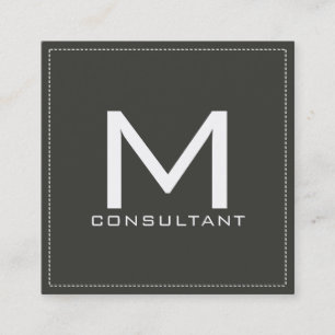 Professional Monogram Elegant Modern Black Olive Square Business Card