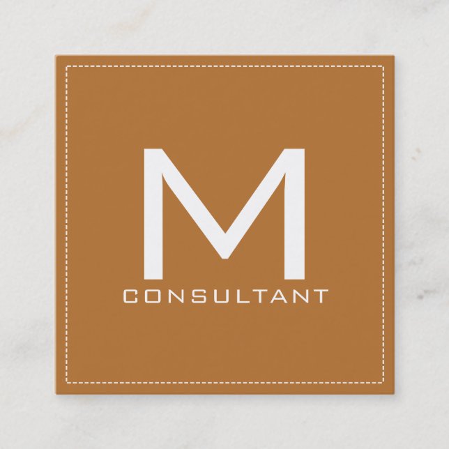 Professional Monogram Elegant Modern Copper Square Business Card (Front)