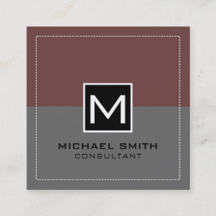 Professional Monogram Elegant Modern Grey Coffee Square Business Card