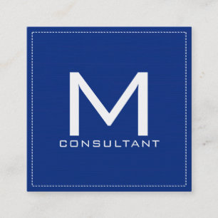 Professional Monogram Elegant Modern Navy Square Business Card