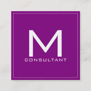 Professional Monogram Elegant Modern Purple Square Business Card