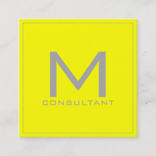 Professional Monogram Elegant Modern Yellow Square Business Card