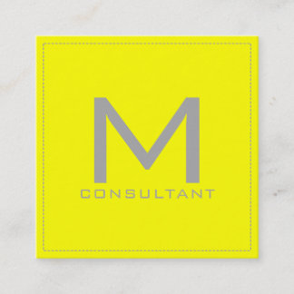 Professional Monogram Elegant Modern Yellow Square Business Card