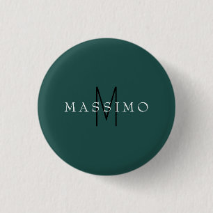 Professional Monogram Grey Blue Your Name 1 Inch Round Button