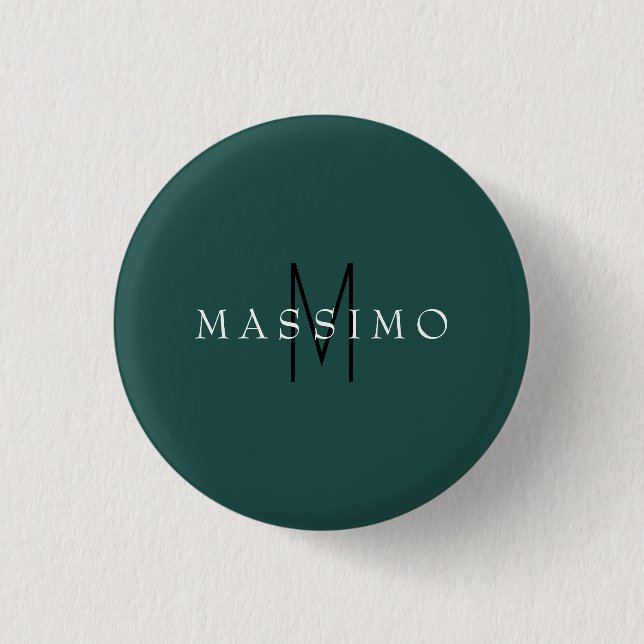 Professional Monogram Grey Blue Your Name 1 Inch Round Button (Front)