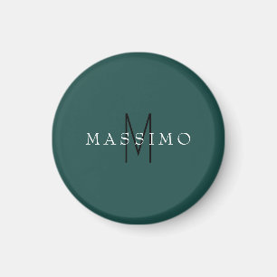 Professional Monogram Grey Blue Your Name Magnet