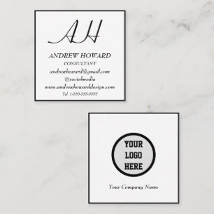 Professional Monogram Logo Masculine Black Square Business Card
