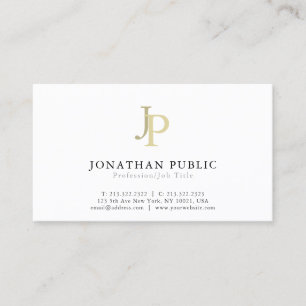 Professional Monogram Modern Elegant White Business Card