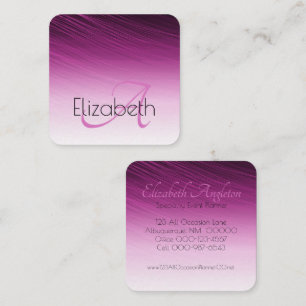 Professional Monogram Purple Black Ombre Streaks Square Business Card