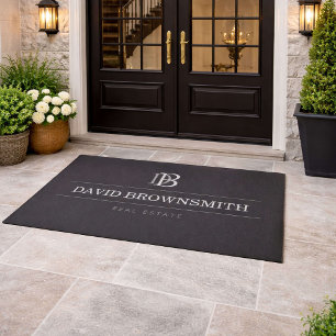 Professional Monogram Realtor Real Estate Dk Grey Doormat