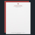 Professional Monogram Red on White Letterhead<br><div class="desc">Your initials create a professional monogram logo when paired with your name or business name on this customizable letterhead template. A clean and classic design for attorneys,  legal professionals,  businesses,  accountants,  consultants and more. Design by 1201AM Design Studio | www.1201am.com</div>