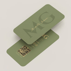 Professional Monogram Sage Modern Aesthetic  Business Card