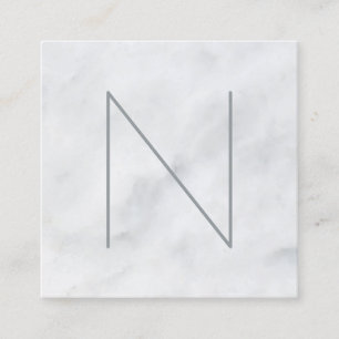 Professional Monogrammed White Marble Square Business Card