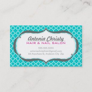 PROFESSIONAL morrocan tile pattern turquoise pink Business Card