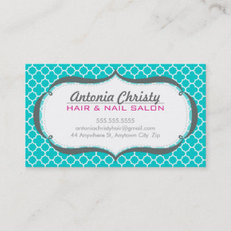 PROFESSIONAL morrocan tile pattern turquoise pink Business Card