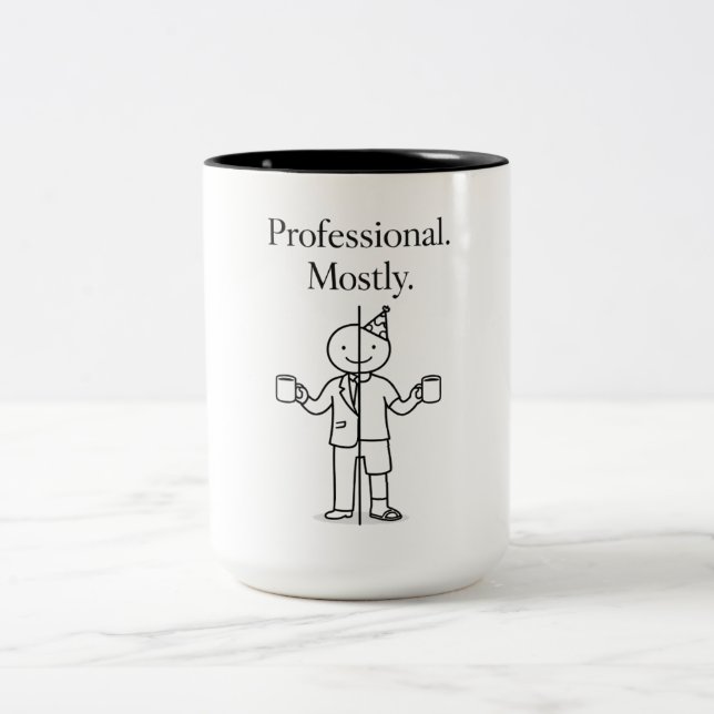 Professional. Mostly. – Funny Office Humor Coffee  Two-Tone Coffee Mug (Center)