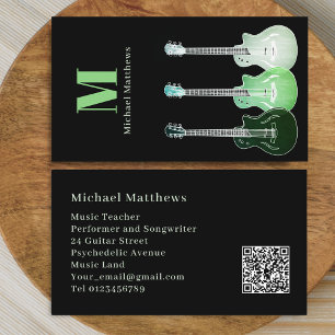 Professional Musician Guitar Custom QR Code Business Card